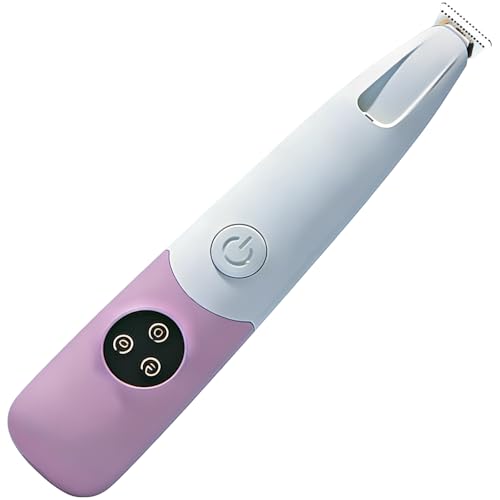 Sacolin Cordless Cat Paw Trimmer, Purple Pet Paw Trimmer with Anti-Slip Grip, 600mAh Battery, Broad Blades, Low Noise Dog Paw Trimmer, Rechargeable Pet Grooming Kit for Paws, Ears, Face, Butt