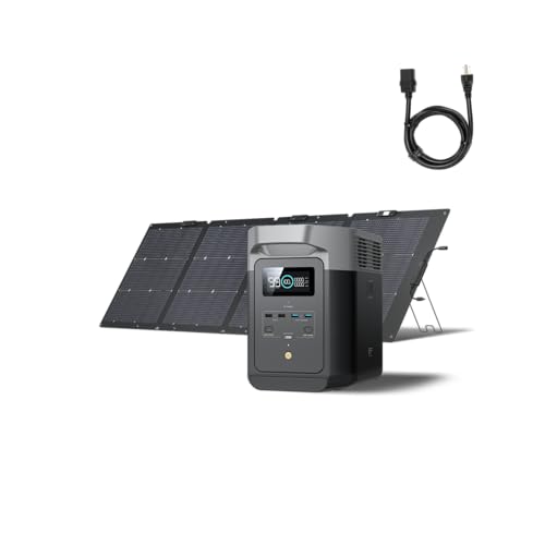 Image of EF ECOFLOW Solar Generator DELTA 2 with 220W Solar Panel, LiFePO4 Battery,1800W AC /100W USB-C Output, Portable Power Station for Home Backup Power, Camping & RVs (AC Cable Included)