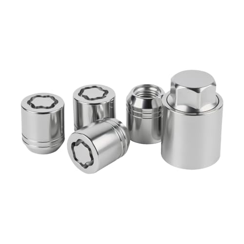 Black Lug Nuts & Wheel Locks - Subaru 6 B321SFL001 5Pcs Anti-Theft Wheel Lock Lug Nut Set with Matching Key Socket Compatible with Subaru Vehicle 1990-2026 Forester Outback WRX BRZ Crosstrek Ascent Impreza Alloy Wheels, Chrome Finish