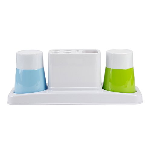 Image of Eslite Bathroom Toothbrush Toothpaste Stand Organizer Plastic Storage Rack Set