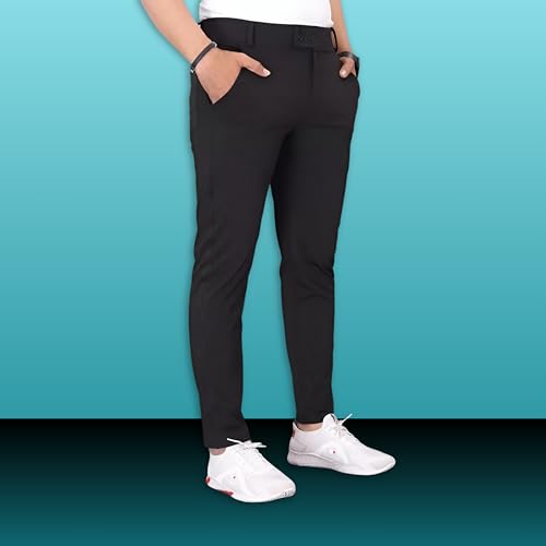Image of Men's Lycra Blend Slim Fit Trousers - Stylish Formal Pants for Office | Regular Fit Trousers | Trousers for Men | Casual Wear for Women