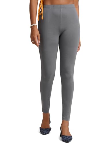Image of ONE SKY Women Full Length Leggings | Cotton Modal Spandex Blend | High Waist Stretchable & Bio-Washed Fabric | Colour-Lock Technology | Comfortable Leggings for Women