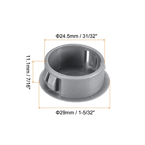 Image of uxcell 31 /32 inch Plastic Hole Plugs, 26Pcs Flush Type Panel Round Snap in Fastener Knockout Locking Plugs for Furniture Insert End Caps Panels, Gray