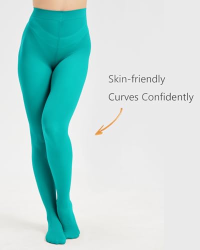 Image of DUCMODA Womens 80 Denier Opaque Tights, Women's Soft Solid Color Footed Pantyhose, High Waist Stocking with 30+ Colors