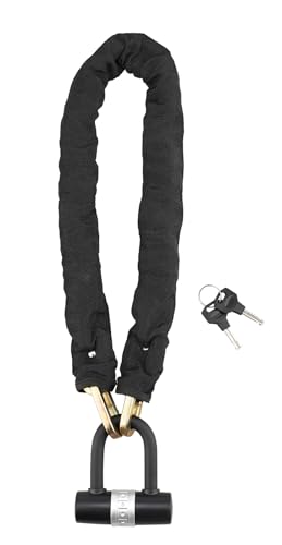 THIRARD - Chaîne Antivol en Acier Cémenté Zingué avec Gaine en Nylon - Pour Vélo et Moto - Résistante aux Tentatives de Coupe - Longueur 0.90 m - Noir