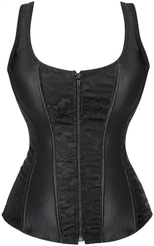 Image of Women's Lace up Gothic Jacquard Shoulder Straps Tank Overbust Shaper Corset Bustiers Top