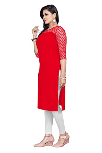 Image of Dream Beauty Fashion Poly Net Straight Crepe Formal Casual Kurta /Kurti for Women and Girls