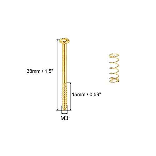 PATIKIL Bass Guitar Pickguard Mounting Screws with Spring M3x38mm Bass Pickup Ring Mounting Screws for Bass and Guitar Golden 8 Pack - Image 2