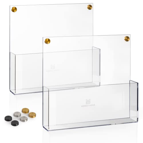 Merely Home Premium Clear Acrylic Wall File Organizer 2-Pack | Mail Holder Wall Mount | Office Document Sorter with 3 Screw Cap Colors