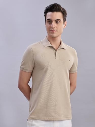 Image of Tommy Hilfiger Solid Regular Fit Cotton Polo T-Shirt