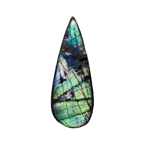 Pierre précieuse labradorite vert d'eau naturelle, cabochon poire de qualité