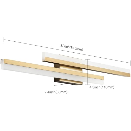 Image of PRESDE 32 Inch LED Bathroom Light Fixtures Over Mirror Brushed Gold Vanity Light Modern Bath Lighting Bar 5CCT