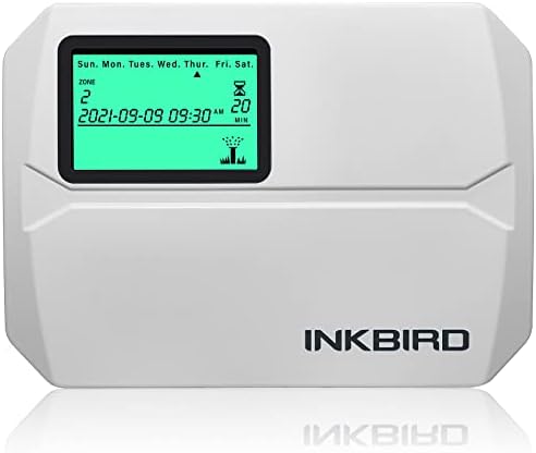 Inkbird Smart WiFi Sprinkler Controller, 8 Zones Indoor Automatic Irrigation System, Built-in Non-Volatile Memory, App Monitoring, Seasonal Adjust and Rain Sensor, with Weatherproof Cover