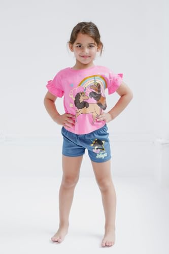 Image of Afro Unicorn Toddler Girls T-Shirt and Chambray Shorts Outfit Set Made Of Magic 2T