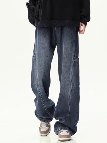 Men's Jeans Vintage Spring Winter Straight Loose Casual Pants2