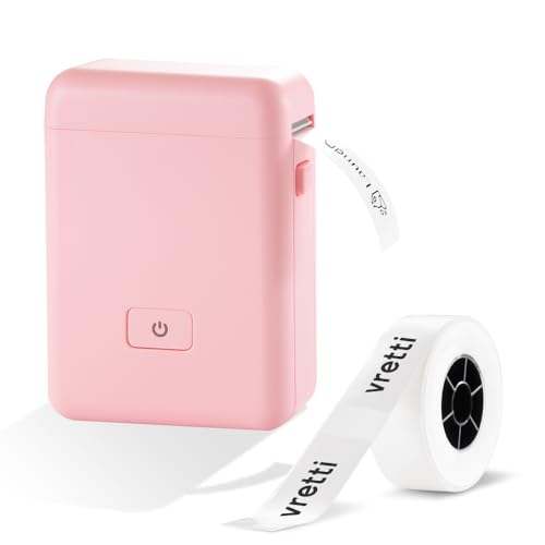 vretti Impresora de Etiquetas con Cinta, HP2 Impresora portátil de Etiquetas Bluetooth para Almacenamiento, envío, código de Barras, organización, Fabricante de Pegatinas Mini Fabricante de Etiquetas