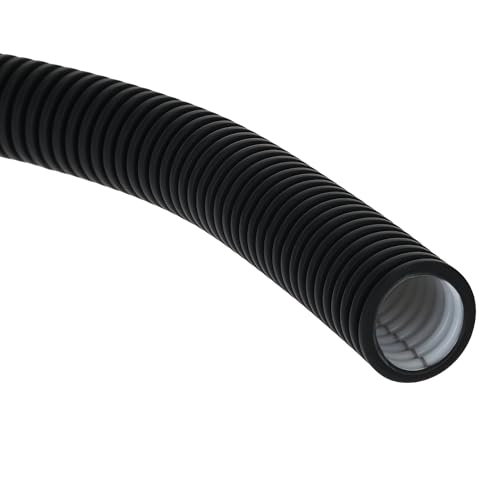 Kalitec - Tubo eléctrico ondulado (10 m, 320 N, NW 20, AD 20,0 mm ID 14,1 mm, negro, ignífugo, resistente a golpes y presión) | Interior, exterior, tendido en tierra