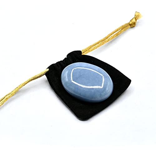 Image of Amazing Gemstone Angelite Crystals and Healing Stones - Large Palm Stone Crystals Piedra - Crystal for Good Luck, Balanced Positive Energy, Meditation - Unique Stocking Stuffers, Gifts for Women