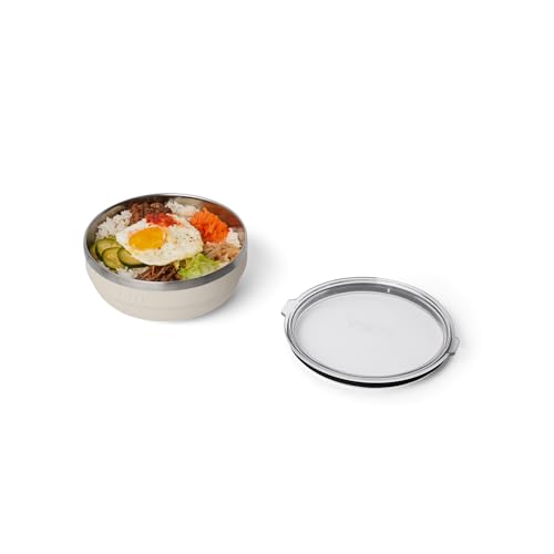 Image of YETI Rambler Low Bowl, Vacuum Insulated, Stackable and Nestable Stainless Steel Bowl with Lid, 1.6 Quart, Cape Taupe