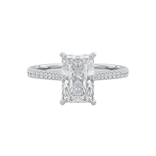 2.5 Ct Radiant Cut Moissanite Engagement Ring | 10K Solid Gold | Cathedral Ring | Hidden Halo | Promise Ring for Her
