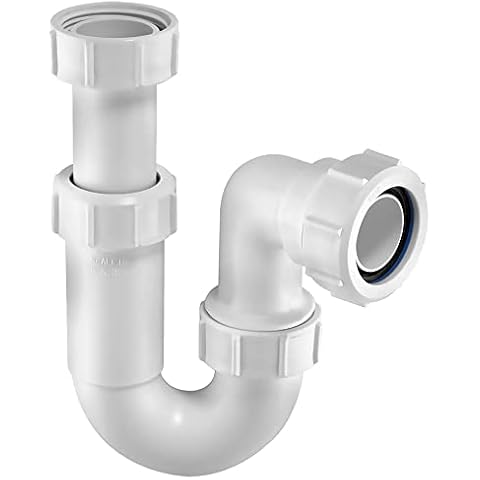 McAlpine ASA10 11/4 inch x 75mm Water Seal Adjustable Inlet Tubular Swivel 'P' Trap with Multifit Outlet, White Cover