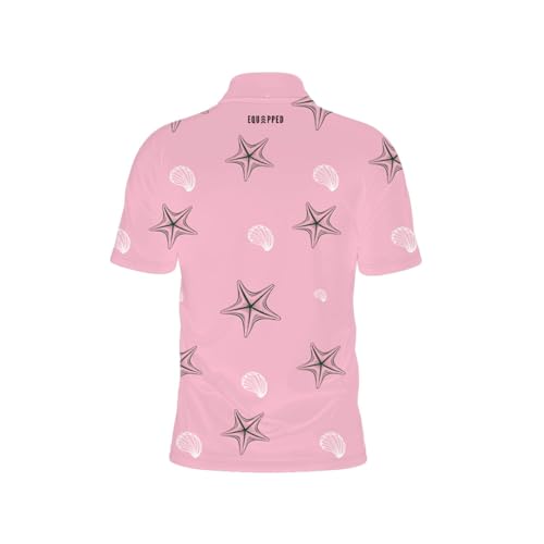 Image of Equipped Men's Golf Premium Polo T-Shirt | Short Sleeve | Regurlar Fit Collared Be a Star Golf Tennis Shirt Pink
