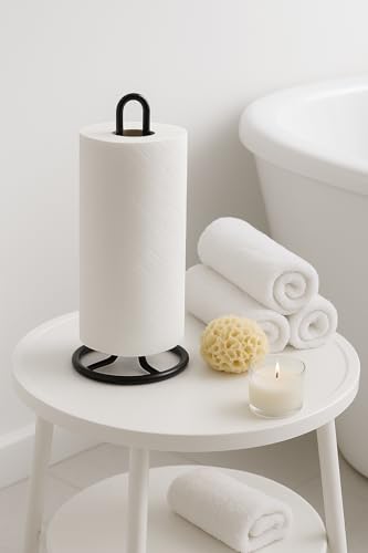 Image of Craft Expertise Tissue Paper Holder - Black Iron Toilet Paper Holder for Bathroom -Toilet Roll Holder & Organizer - Durable Toilet Tissue Rack (Length 4.5 x Width 4.5 x Height 9 Inches) (Napkin-Cut)