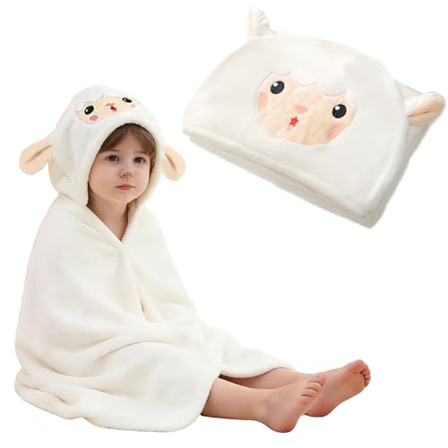 Image of Hooded Baby Towel- Large Baby Towel with Hood(31.5 x 31.5 Inch), Natural toddler towels,Ultra Soft and Absorbent Coral Velvet Coral Fleece Bath Towel for Infants, Newborns, Toddlers, Unisex (white)