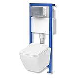  Domino Lavita Vorwandelement inkl. Drückerplatte+ Wand-WC Lino ohne Spülrand + WC-Sitz mit Soft-Close Absenkautomatik Drückerplatte RS (mattverchromt)