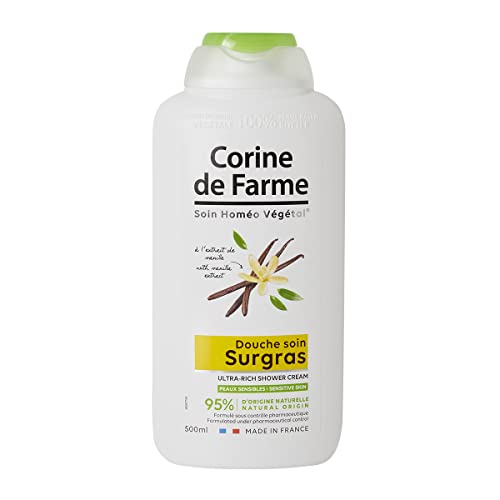 Corine de Farme - Douche Soin Surgras à l'Extrait de Vanille - Nourrit et Hydrate la Peau - pH Neutre, 95% d’Ingrédients d’Origine Naturelle, Formulation...