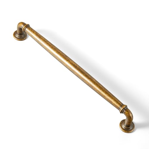 Goo-Ki 7.56 Inch c-c Antique Brass Cabinet Pulls Solid Drawer Handles Zinc Alloy Kitchen Cabinet Hardware - 6 Pack Vintage Brass Dresser Handles Retro Drawer Pulls