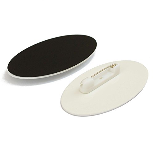 Oval Name Badge Blanks with Pin - 10 Pack (Black)