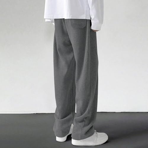 Mens Elastic Waist Pants Wide Leg Sweatpants with Drawstring Comfortable Casual Trousers for Men4