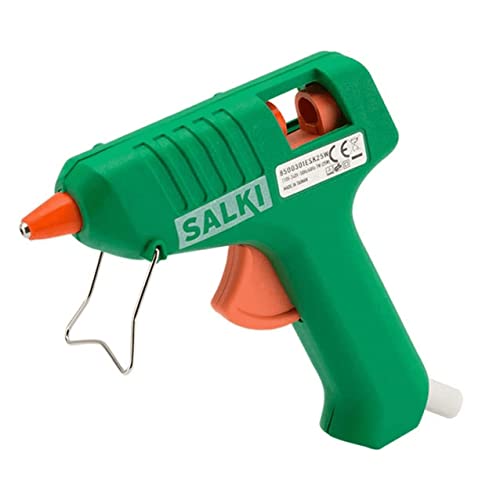 SALKI Pistola de Encolar - Mini Aplicador de Silicona Caliente con Soporte. Compatible con Barras de Cola Termofusible de 7,5mm de Diámetro, Potencia de 25W, 240V