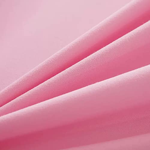 Falda de cama de encaje plisada para ocultar el somier con estilo rosa king 3
