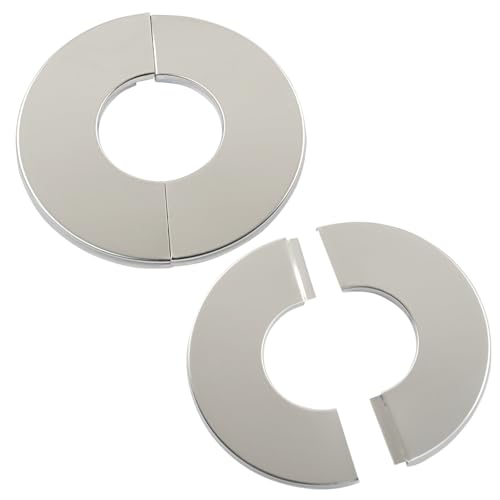 BokWin 2 Pack 1.57 inch/40mm ID Wall Split Flange, Stainless Steel Round Escutcheon Plate,Shower Arm Flange Cover Set for Universal Standard 1.57 inch/40mm Shower Head Arm Pipe - Round Split Design