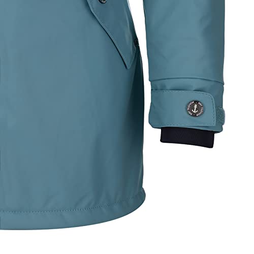 Dry Fashion Damen Regenmantel Malmö - Frauen Regenjacke Jacke mit Kapuze Lang Winddicht Wasserdicht Gefüttert mit Teddyfleece in Petrol Größe 38