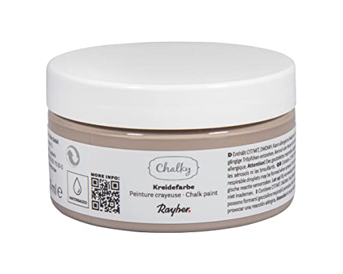 Rayher Peinture effet craie «Chalky Finish», taupe ultra mat, 1 pot, 100 ml, solution aqueuse, arts créatifs, décoration vintage-35047535