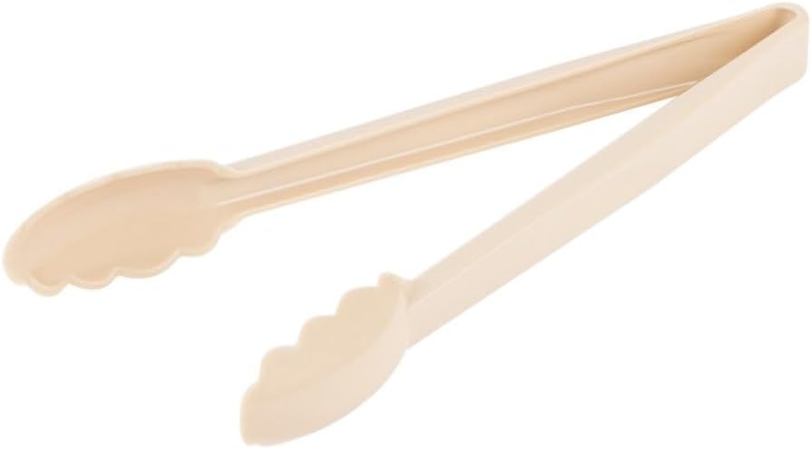 Soro Essentials- 12” Polycarbonate Utility Tongs Beige Color Set of 12- Scallop Grip Serving Tongs Kitchen Tongs Buffet Tongs for Serving Food Parties Holiday Buffet Catering Home Kitchen Restaurant