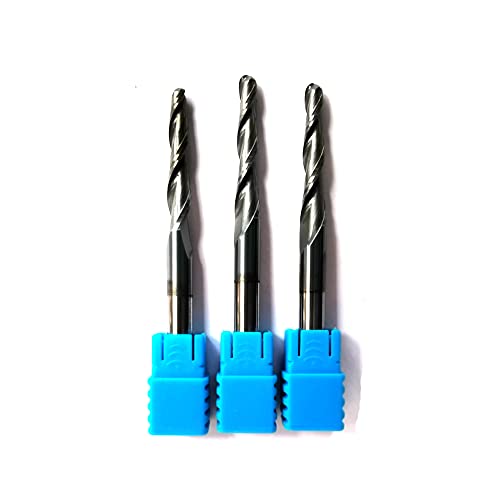 Image of 3pcs / Package JERRAY CNC Carving 1.88 Deg Tapered Angle Ball Tip Radius=2.0mm X 6mm Shank Tungsten Solid Carbide HRC55 with TiAIN Coated Router Bits