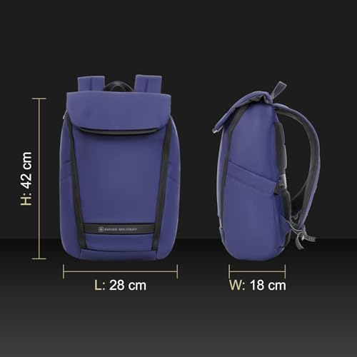 Image of SWISS MILITARY Black & Gold Collection Gazebo Laptop Backpack, PU Coated Water-Resistant Material,15.6 inch Laptop, 180 Openable Compartment & Quick Access & Anti-Theft Pocket with Trolley Strap, (21L)