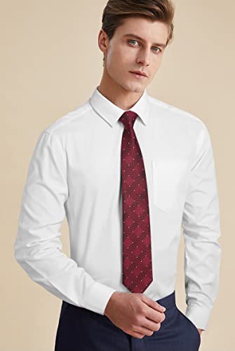 Image of HISDERN Mens Dress Shirt with Tie Pocket Square Set Classic Button Down Shirt Matching Tie Long Sleeve Shirts