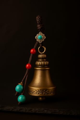 Image of Guardian Bell - Good Luck & Protection Keychain for Bike, Car & Home | Nazar Suraksha Vastu Charm | Tibetan‑Style Antique Metal Hanging Bell