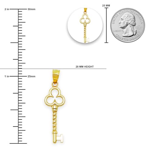 Gold Key Charm Pendant - 10 Karat Gold - Key Design Jewelry3