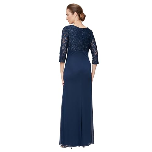 Image of Alex Evenings Womens Long Lace Top Empire Waist Dress