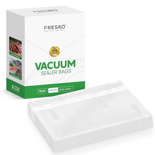 Image of FRESKO 100 Pack Gallon 11 inchx16 inch Vacuum Sealer Bags, BPA Free Heavy Duty Commercial Grade PreCut, Perfect for Sous Vide, Freezer Storage & Meal Prep