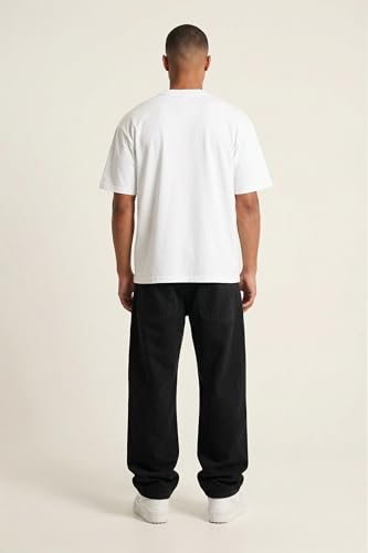 Image of Plaid&Plain Men's Baggy Jeans Wide Leg Heavyweight 100% Cotton Loose Fit