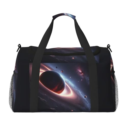 Galaxy planet Print Stylish Foldable Carry On Tote with Waterproof Zipper for Weekend Getaways Bag