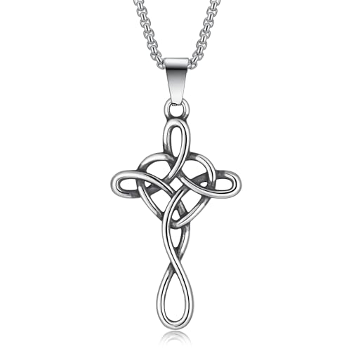 Pendentif croix en acier inoxydable pour homme et femme au style gothique élégant