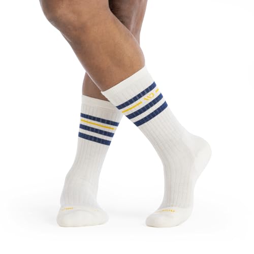 Wide Open Crew Merino Wool Socks - Vintage Stripe Everyday Wide Crew Socks for Men with Wide Feet4